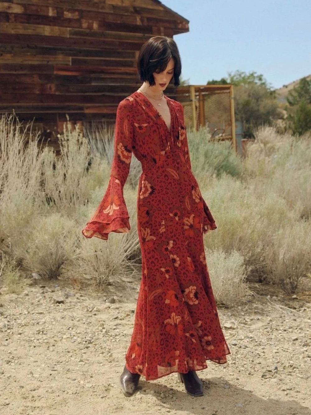 Dress Forum NWT Floral Leopard Print Maxi Dress Size L Boho Romantic